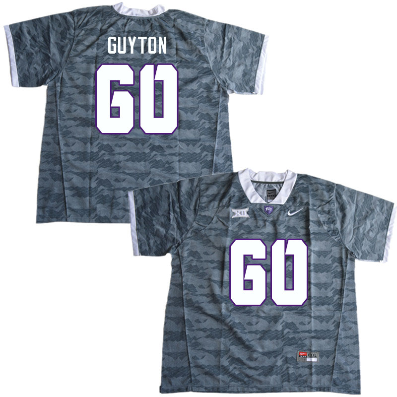 Men #60 Tyler Guyton TCU Horned Frogs College Football Jerseys Sale-Gray